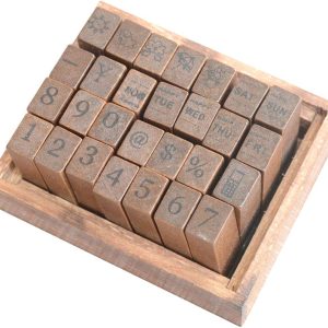 Pack of 28 Pcs Small Wooden Rubber Stamps 0.24 Inch of Number Week Weather for DIY Craft Card and Photo Album (28pcs Number Week Weather)